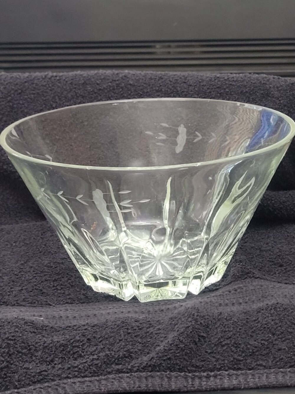 Vintage Princess House Heritage Lead Crystal Etched Salad Serving Bowl Clear